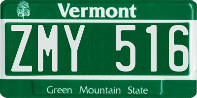 VT license plate ZMY516