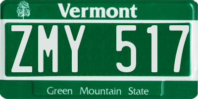 VT license plate ZMY517