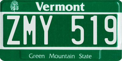 VT license plate ZMY519