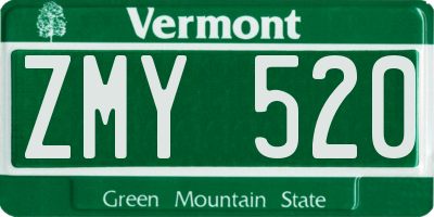 VT license plate ZMY520
