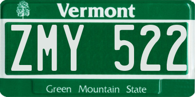 VT license plate ZMY522