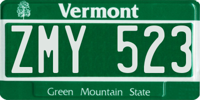 VT license plate ZMY523