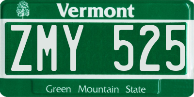 VT license plate ZMY525