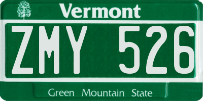 VT license plate ZMY526
