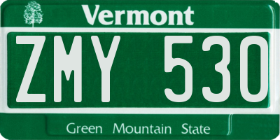 VT license plate ZMY530