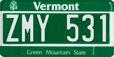VT license plate ZMY531