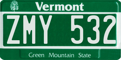 VT license plate ZMY532