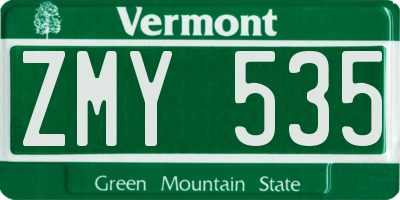 VT license plate ZMY535