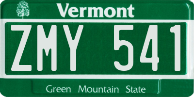 VT license plate ZMY541
