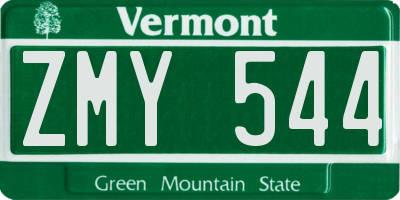 VT license plate ZMY544