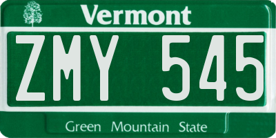 VT license plate ZMY545