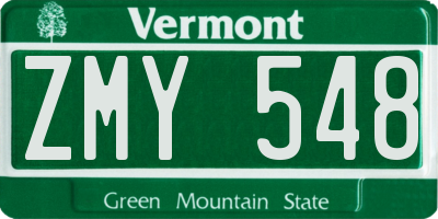 VT license plate ZMY548