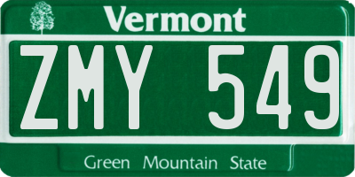 VT license plate ZMY549