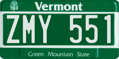 VT license plate ZMY551
