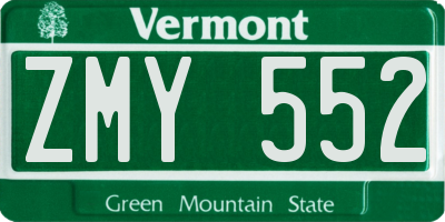 VT license plate ZMY552