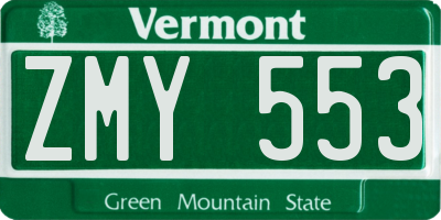 VT license plate ZMY553