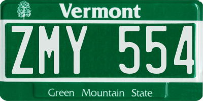 VT license plate ZMY554