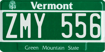 VT license plate ZMY556