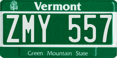VT license plate ZMY557