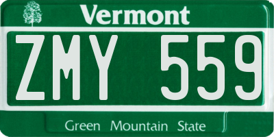 VT license plate ZMY559