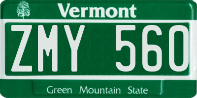 VT license plate ZMY560