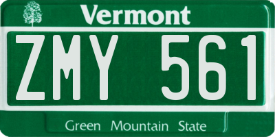 VT license plate ZMY561