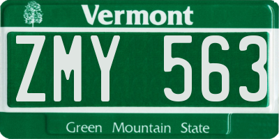 VT license plate ZMY563
