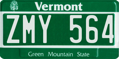 VT license plate ZMY564