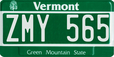 VT license plate ZMY565