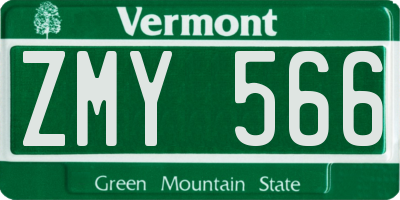 VT license plate ZMY566
