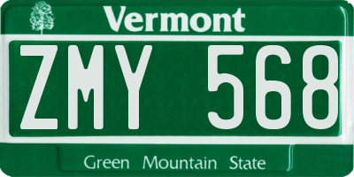 VT license plate ZMY568