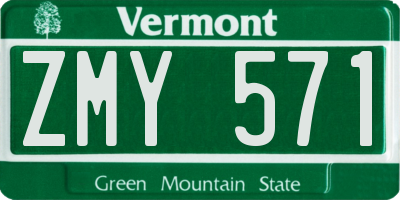 VT license plate ZMY571