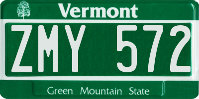 VT license plate ZMY572