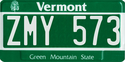 VT license plate ZMY573