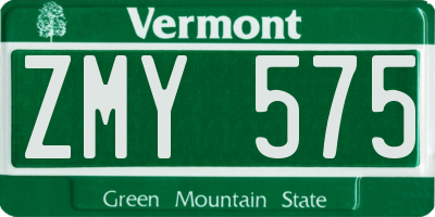 VT license plate ZMY575