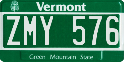 VT license plate ZMY576