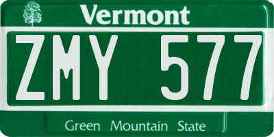 VT license plate ZMY577