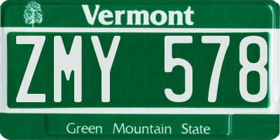 VT license plate ZMY578