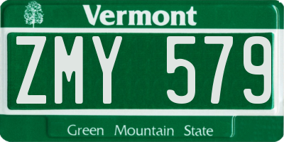 VT license plate ZMY579