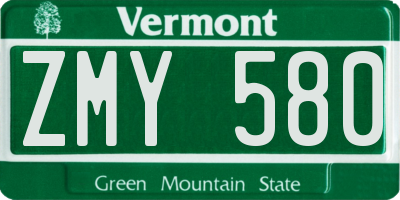 VT license plate ZMY580
