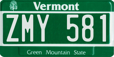 VT license plate ZMY581
