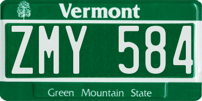 VT license plate ZMY584