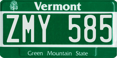 VT license plate ZMY585