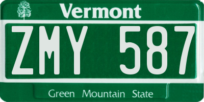VT license plate ZMY587