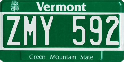 VT license plate ZMY592