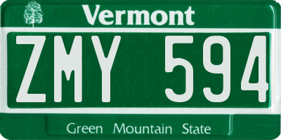 VT license plate ZMY594
