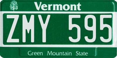 VT license plate ZMY595