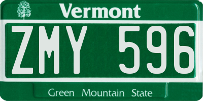 VT license plate ZMY596