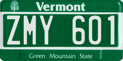 VT license plate ZMY601