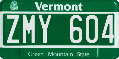 VT license plate ZMY604
